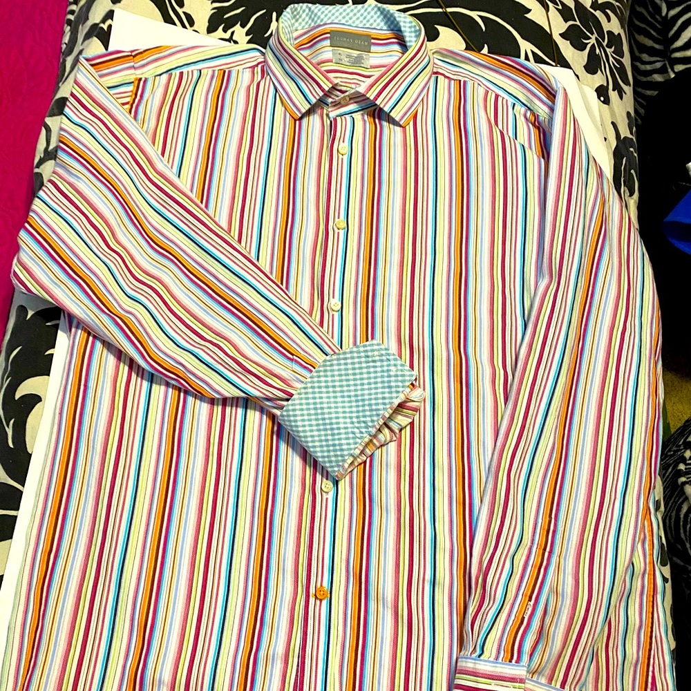 Men’s Thomas Dean XL striped Dress Shirt